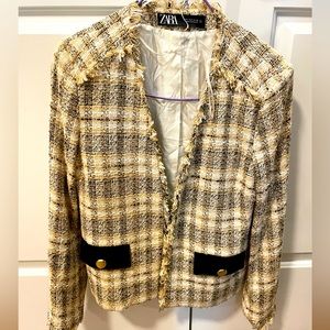 New Zara Checkered Texture Blazer Small